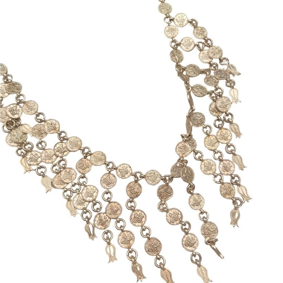 Indian silver tone mini coin necklace delicate - Picture 7 of 10